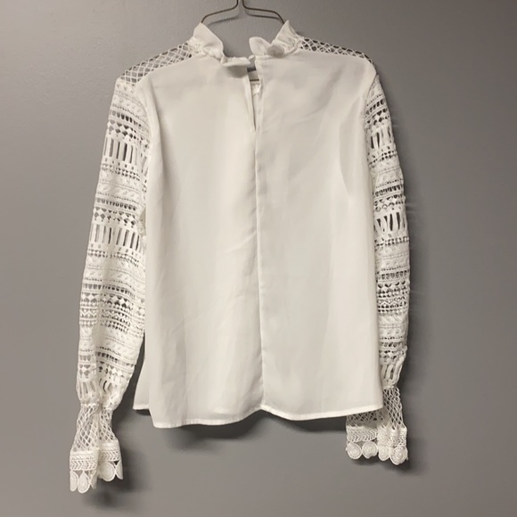 White long sleeve blouse with lace arms - Picture 3 of 5